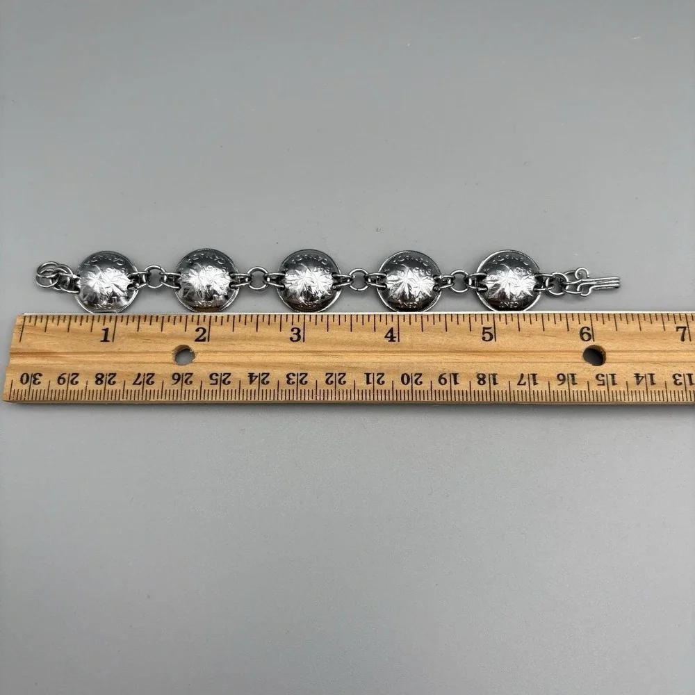 Silver Plated Canadian One Cent Domed Bracelet 6.25